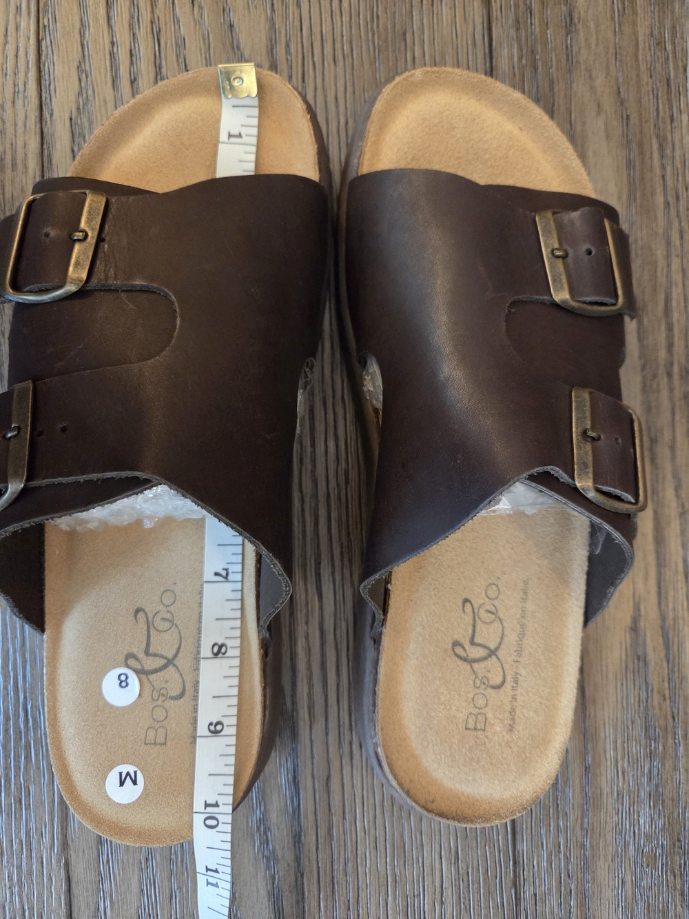 Bos. & Co. Men's Double-Buckle Brown Slide Sandals - Picture 6 of 6